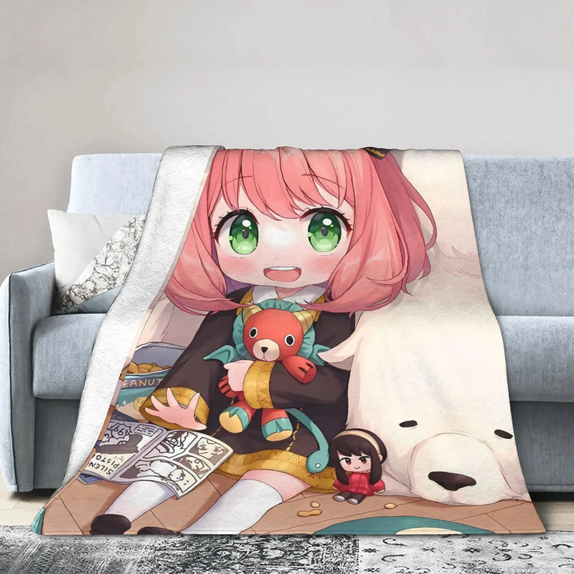 Spy x Family Anya Flannel Blanket Soft Cozy Throw for Bedroom, Sofa, Reading Time and Home Use