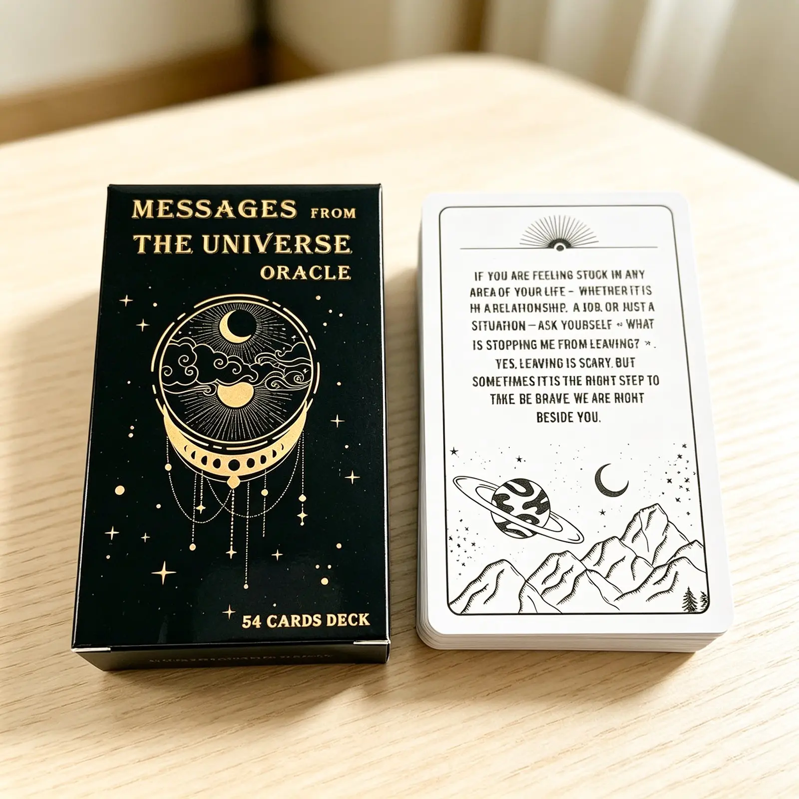 Gold Star Moon Universe Guidance Cards Set, 54 Pieces, Healing Oracle Cards, Gift Box, Positive Divination Game Kit