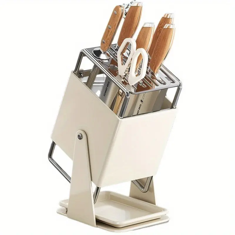 Rotating Knife Holder, Stainless Steel Kitchen Knife Rack, Fruit Knife Storage Organizer, Durable Cutlery Display Stand, Kitchenware