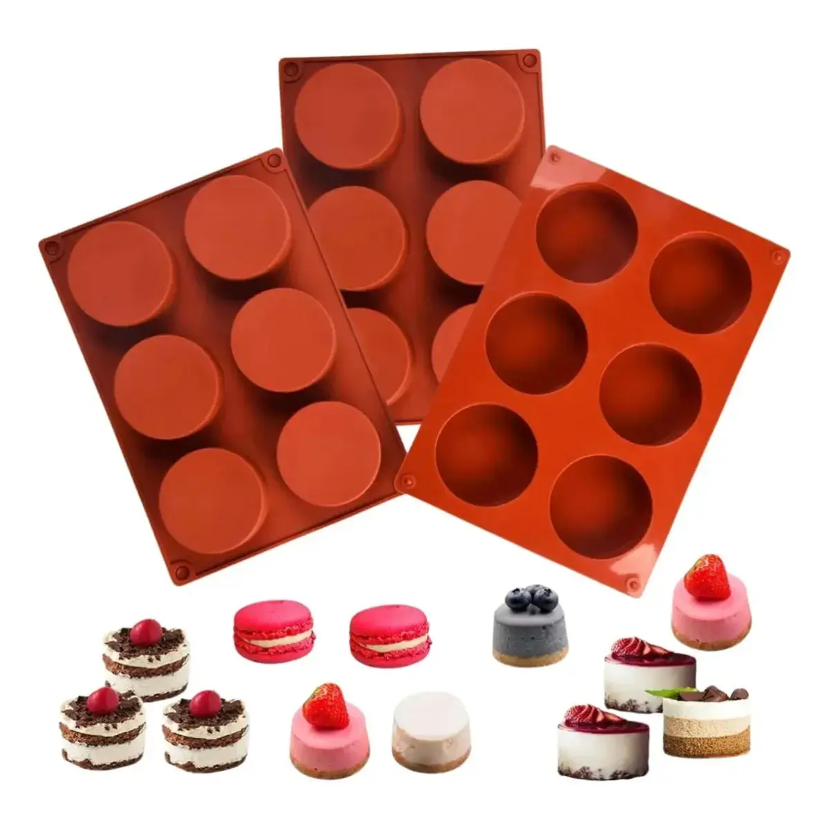 3 Pack Round Silicone Mold 6 Cavity for Chocolate Candy Dessert Baking Soap Making Non Stick Flexible Heat Resistant Easy Release Reusable