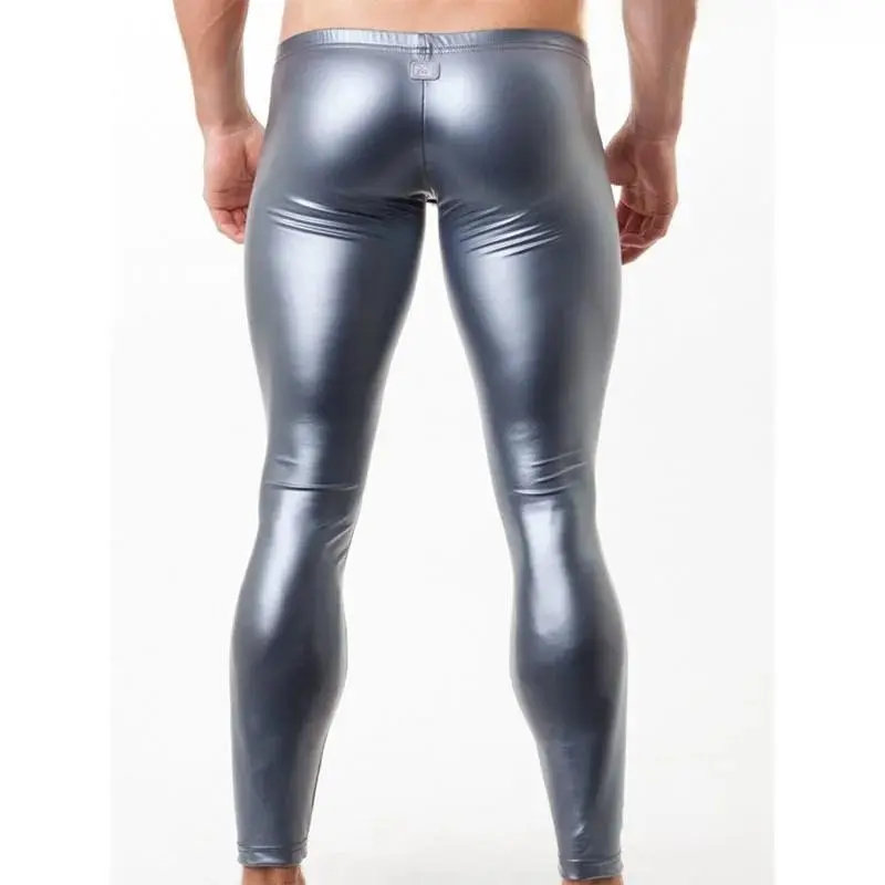2025 Nightclub Men's Patent Leather Tight Trousers ?C Stretch Stage Performance. Shiny for Bar Party Nights