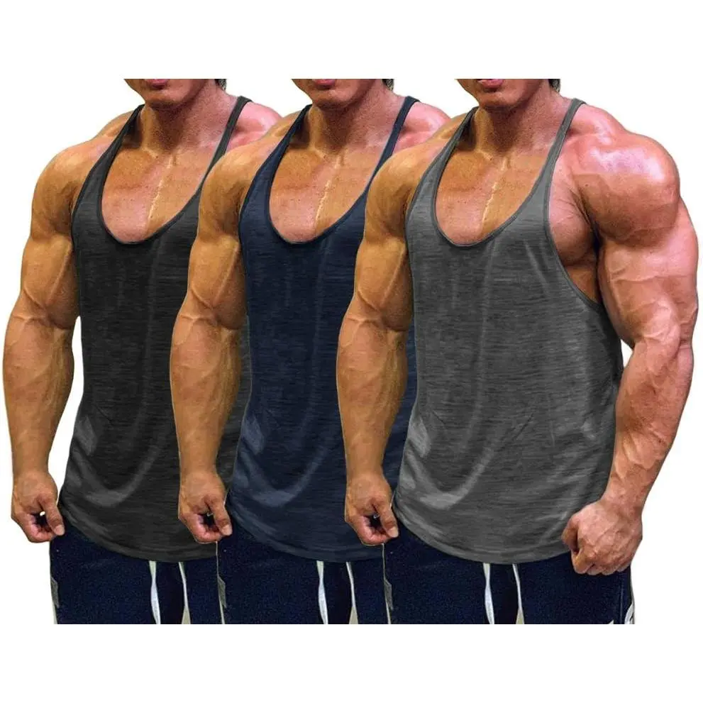 Men's Bodybuilding Stringer Tank Tops Y-Back Gym Fitness Workout Training Running T-Shirts Athletic Quick Dry TopGift.
