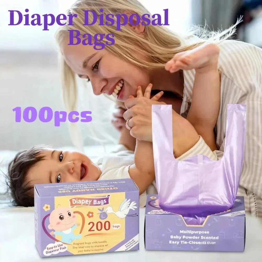 100pcs Portable Garbage Bag Disposable Nappy Bags Scented Hygiene Bags For Diaper Disposal Or Feminine Products