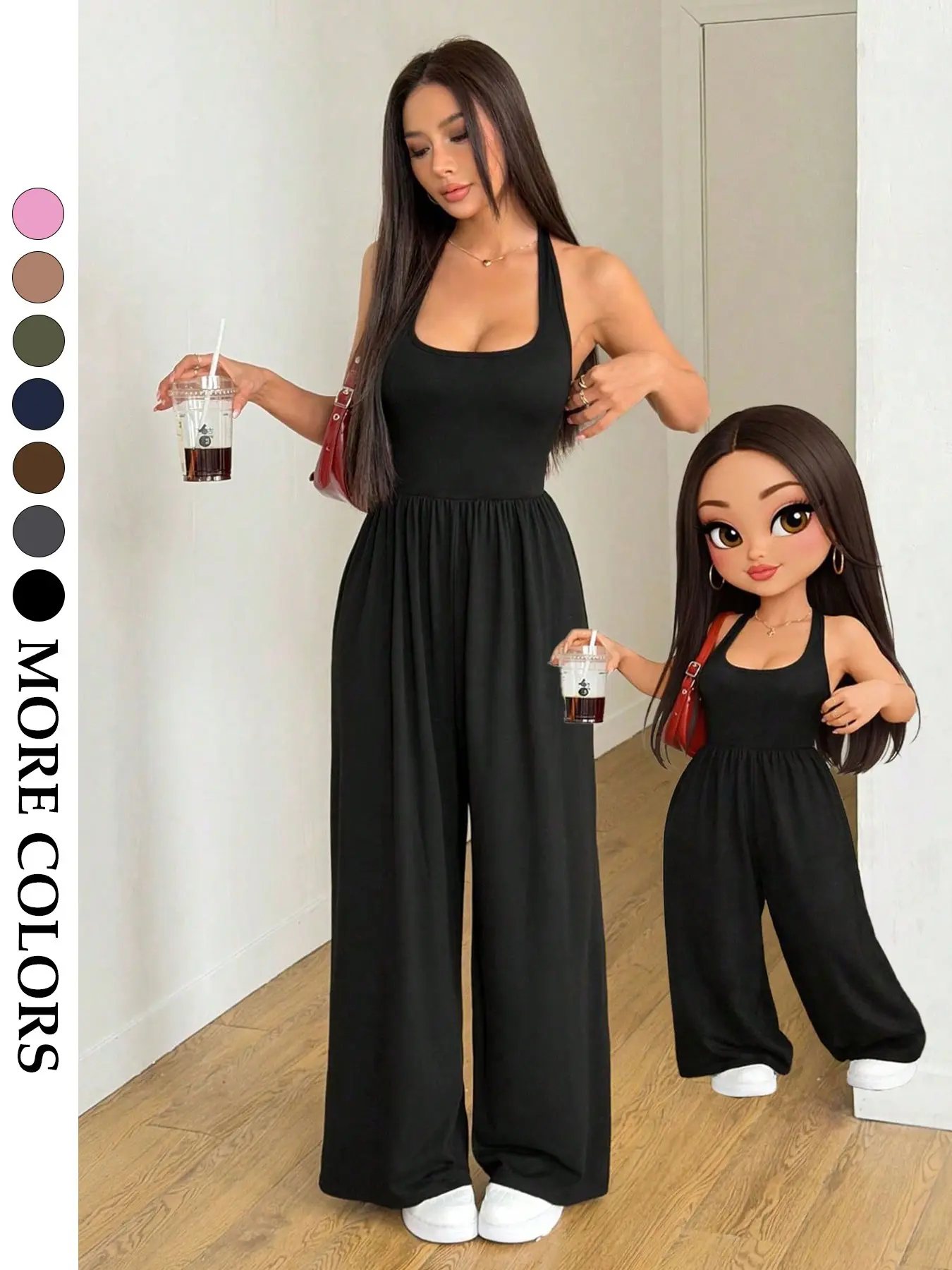 2026 Spring Summer New Women Chic Halter Neck Backless Jumpsuit, Loose-Fitting Wide Leg Pants, Casual Slim Fit, Versatile Multi-Scene Wear