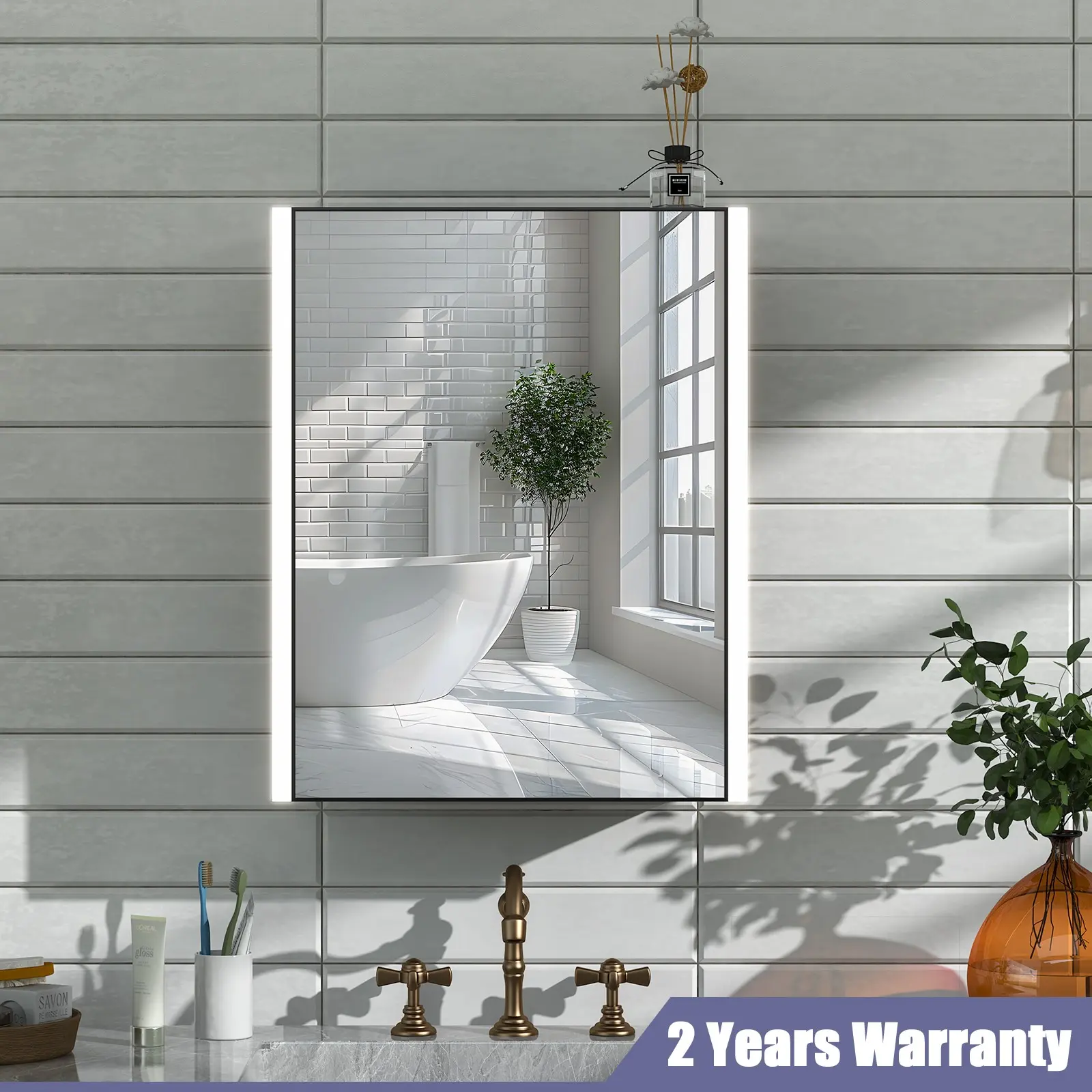 Black Bathroom Mirror Cabinet with Door and Shelves, Wall Mounted Medicine Cabinet Organizer