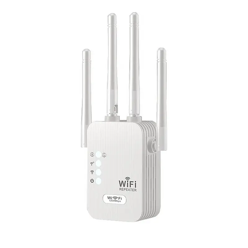 12000 Sq Ft WiFi Extender – 1200Mbps Dual Band Booster with 4 Antennas, Supports 100 Devices for Reliable Home & Office Internet
