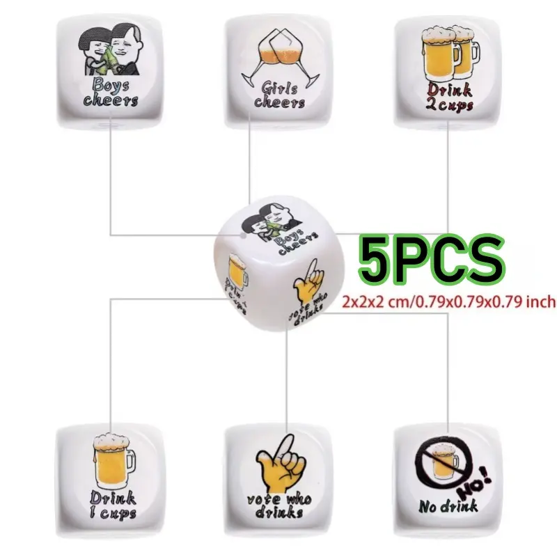 5PCS，Funny Novelty Drinking Dice Tricky Funny Weird Toys Fun Party Party Games Casual Dice Large Bar Props Dice Funny Drinking Entertainment Casual Board Games Cool Toys Christmas Weird Things