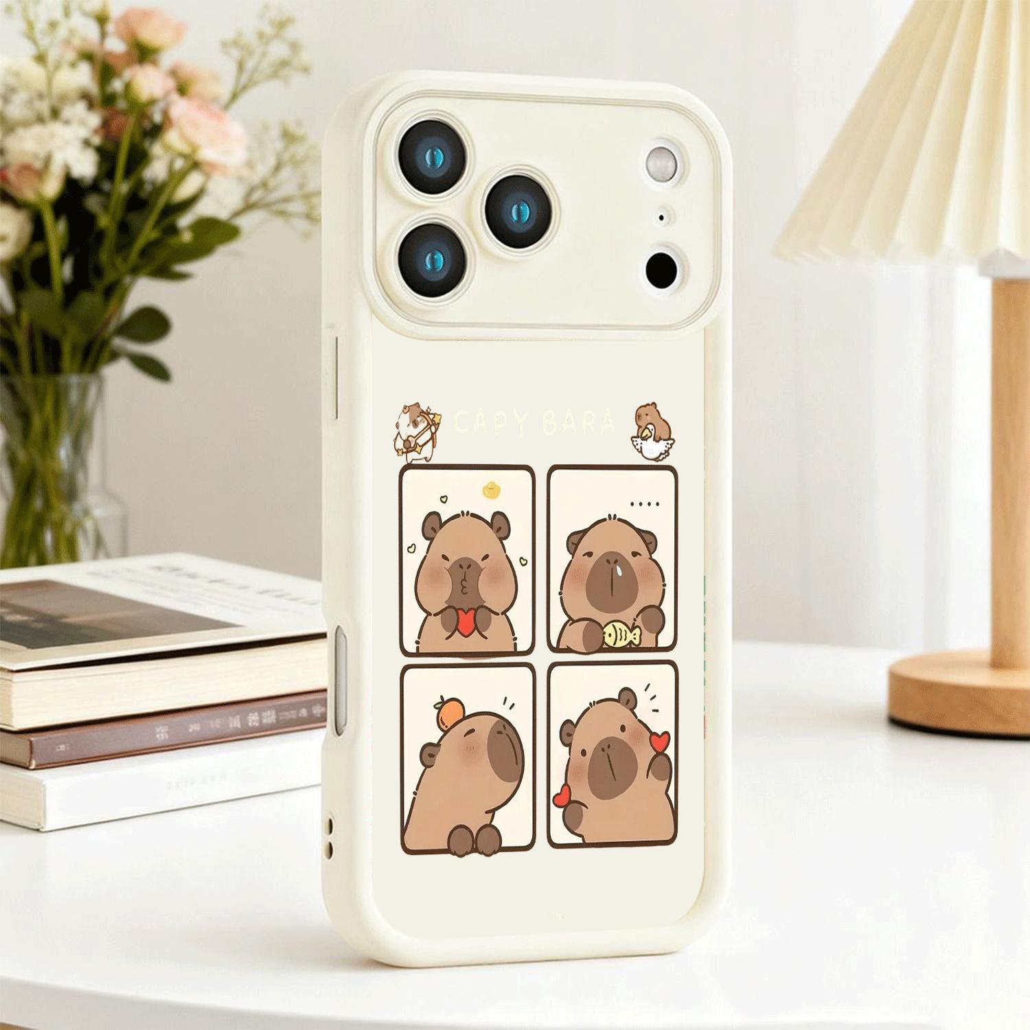 A set of cute and soothing capybaras, a new trendy original design phone case with a spiral staircase motif, available in white, black, and red, suitable for various iPhone models, including iPhone 17, 17 Pro, 17 Air, 17 Pro Max, 16, 15, 14, 13, 12 Plus/