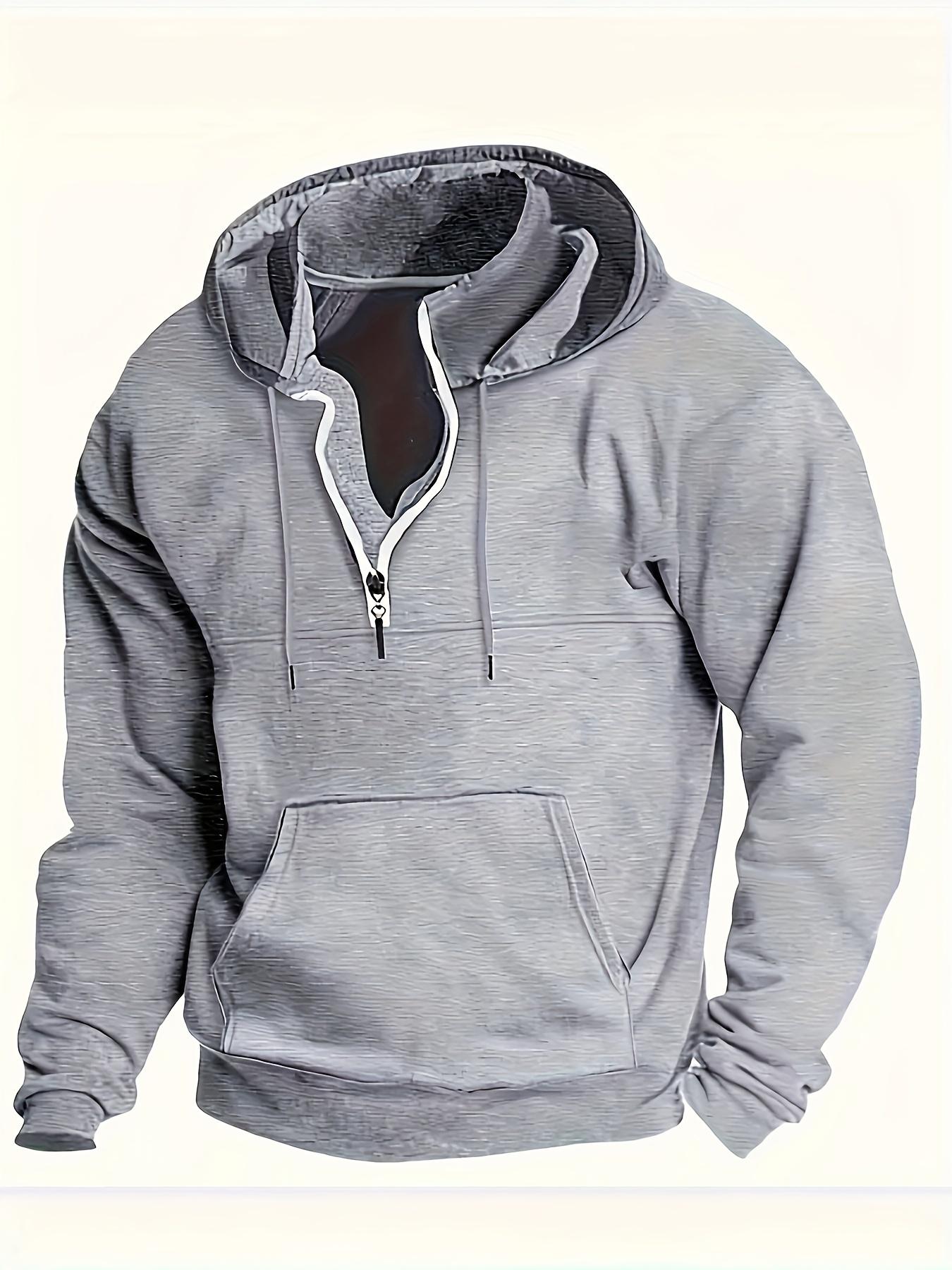 [Winter Warm Hoodie] Men's Heavyweight Hooded Sweatshirt - Winter Warm Pullover Hoodie, Casual Gym & Casual Attire, Machine Washable Solid Color Long Sleeve Hoodie for Men, Training & Outdoor Activities (Regular Fit, Autumn/Winter) - No Belt Loops/Ties