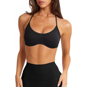Womens Sexy Y Back Sports Bra Padded Racerback Spaghetti Strap Workout Yoga Gym Athletic Bras Tops BralettesGift.