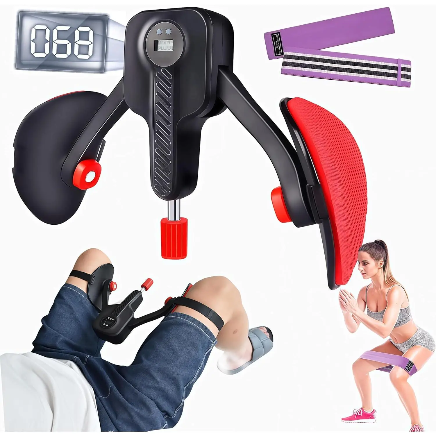 Thigh Trainer Kegel Exercise Adjustable Resistance 0-110 lbs Kegel Exerciser Pelvic Floor Muscle , Pelvic Floor Exercise Devices Trainer with Leg Straps,Inner Thigh Exerciser Women Men