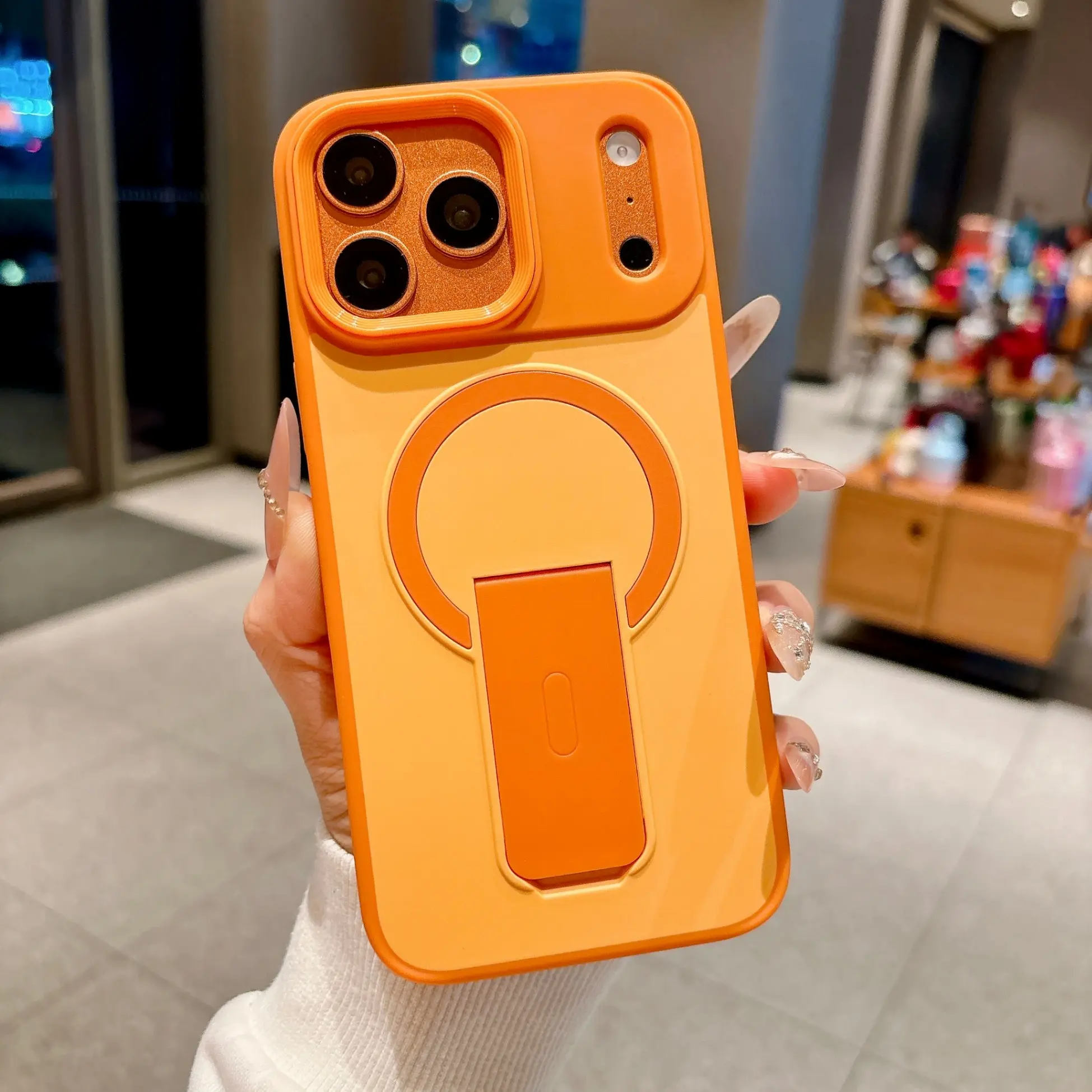 Magnetic Phone Case with Hidden Kickstand for iPhone 17,16,15,14,13,12,11 Pro Max Plus,Air 16e - Soft Touch,Non-Slip,Shockproof TPU+PC Protective Cover, Foldable, Wireless