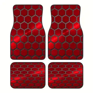 4pcs Fashionable Car Floor Mats, Hexagon Design, Non-Sponge Rubber, Unvulcanized, Ideal for Most Vehicles, Automotive Floor Mats, Perfect Gift for Halloween & Christmas