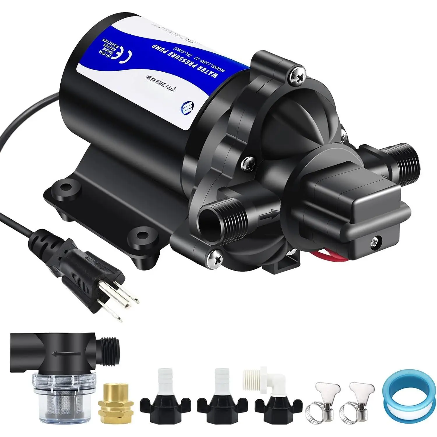 110V  Water Circulating Pump 4GPM  Increase Booster Pump 45 PSI Transfer Pump Self Priming  Demand Water Pump Diaphragm Pump Washdown Pump Inline Water Pump for Garden Hose...