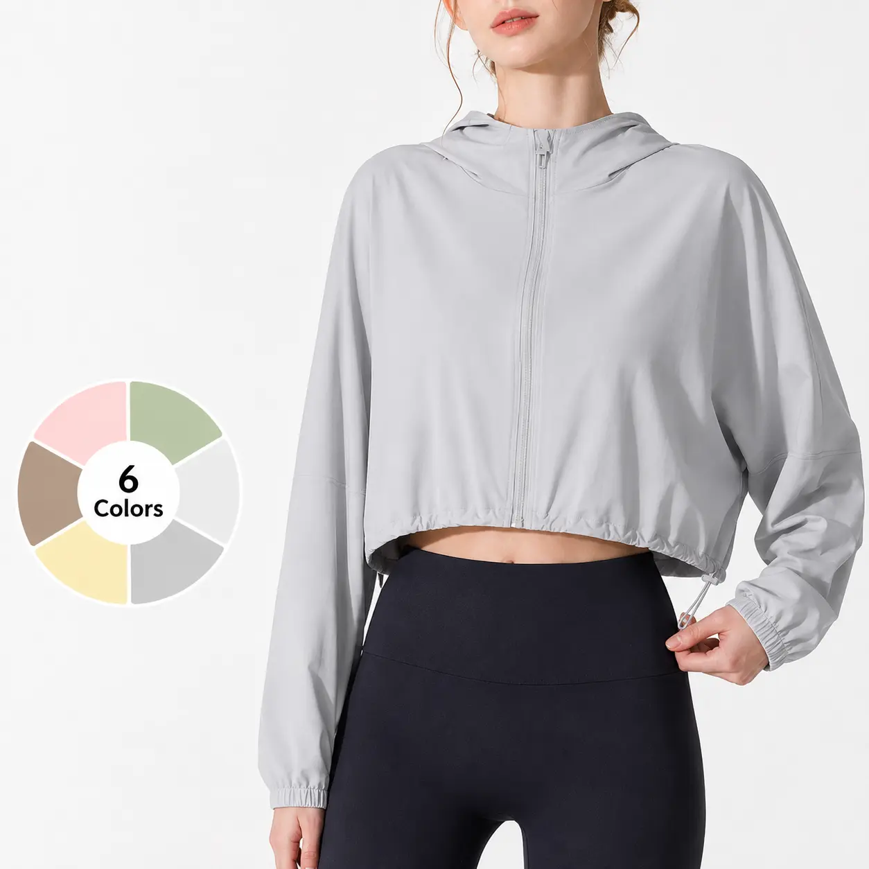 Original Yarn UV-Protective Ice Silk Cooling Long-Sleeve Shirt - Female Wear Workout Sport Outerwear, Sun Protective Clothing for Outdoor Fitness, Yoga