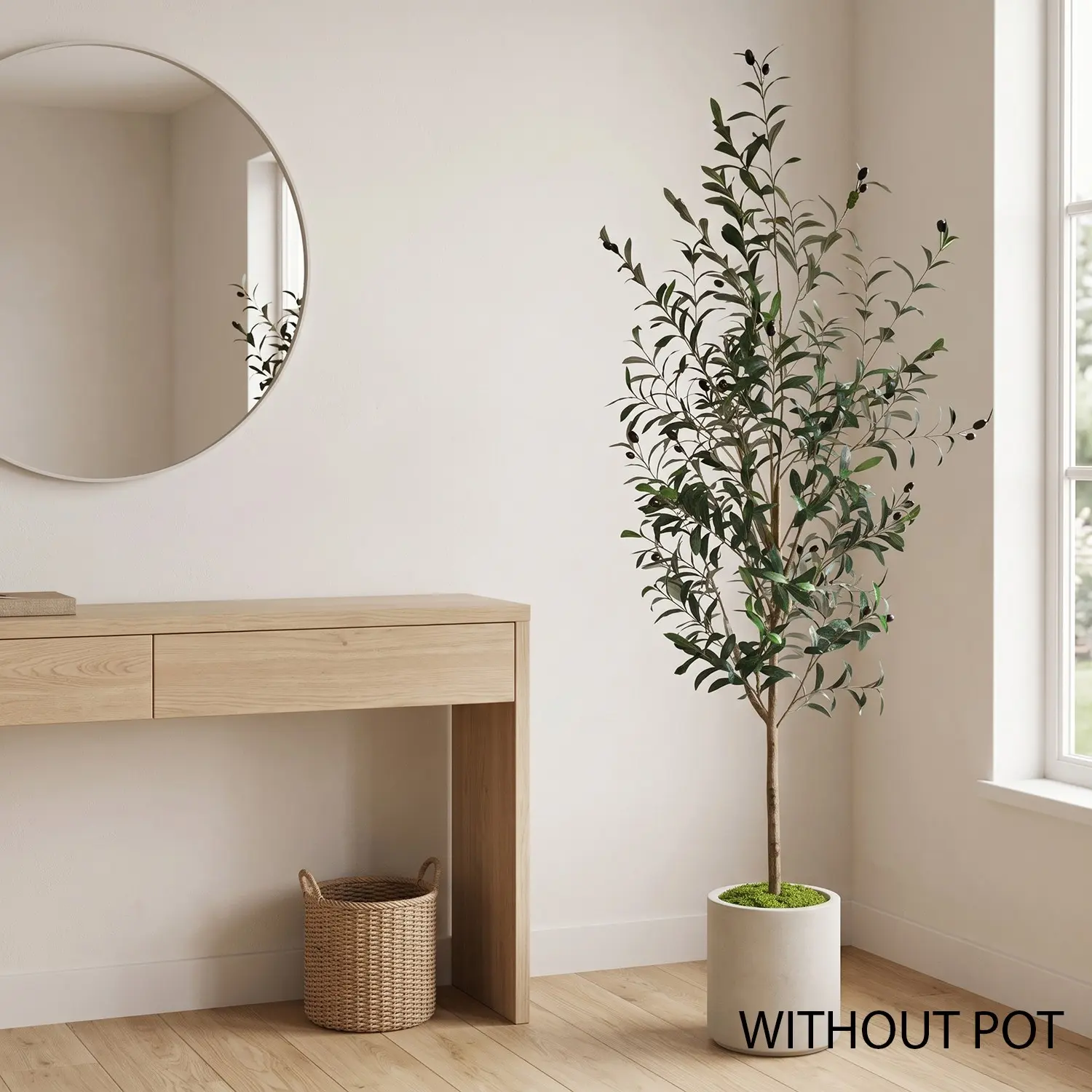 110-200cm Realistic Olive Tree, Modern Nordic Style, Large Authentic Trunk Silk Leaves, No Maintenance, Indoor Decor for Living Room, Office