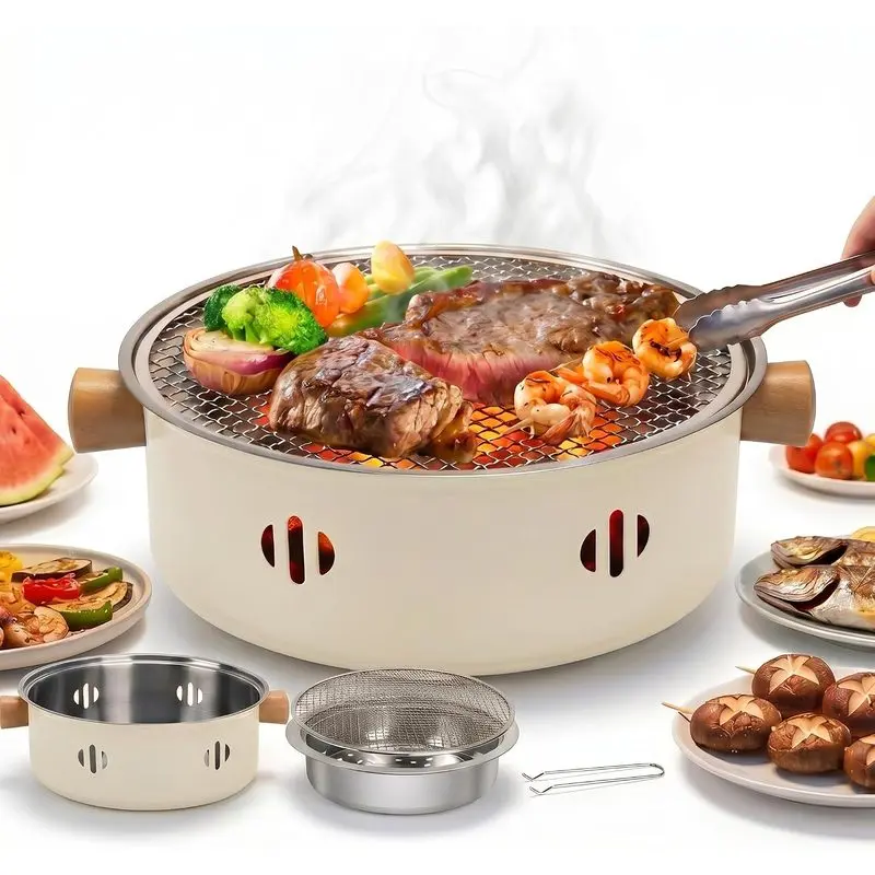 13-Inch Portable Charcoal Grill - Mini Tabletop BBQ with Stainless Steel Grate, Compact Outdoor Barbecue for 2-4 People (Camping, Backyard Use)