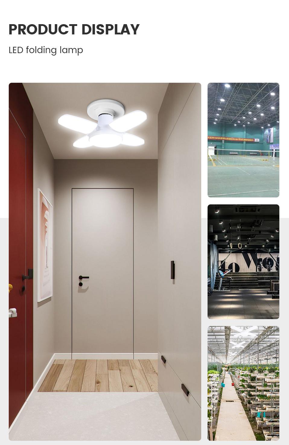 Fan Shape Foldable  LED  Deformation for Home Ceiling Lights Warehouse and Garage White Light