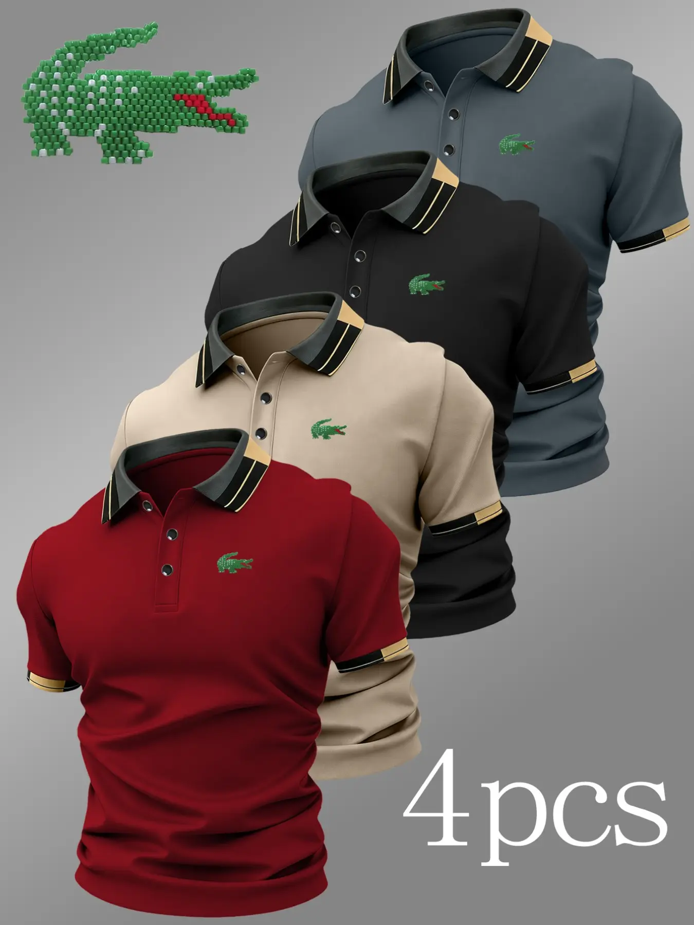 Men's Crocodile Print Button Down Shirt, Casual Fitted Design, Breathable & Durable, Ideal for All Seasons, High-Quality Polo Top