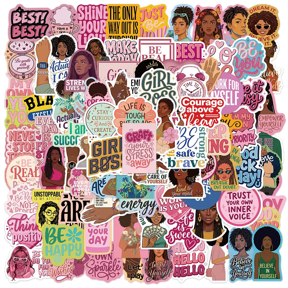 100pcs Black Inspirational Stickers - Faith-based Designs with Positive Messages; Suitable for Scrapbooks, Journals, Laptops, Water Bottles, Cars, and More. Perfect As Gifts.
