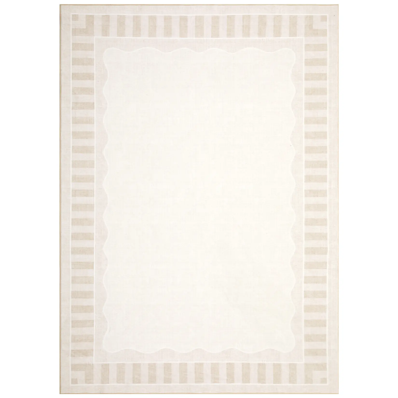 2x6 Scalloped Kitchen Runner Rug, Washable Non-Slip Hallway Carpet, Modern Low Pile Stain Resistant Laundry Mat, Soft Entryway Rug, Durable