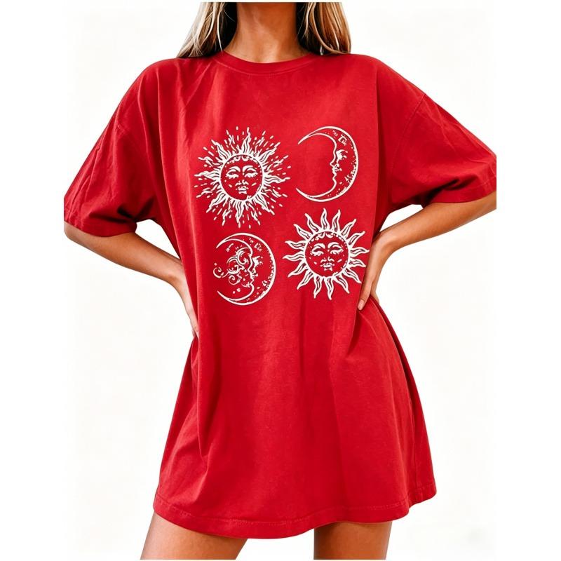 Womens Crewneck Short Sleeve T-Shirt,Oversized Summer Tops,Unisex Solid Printed T-shirt