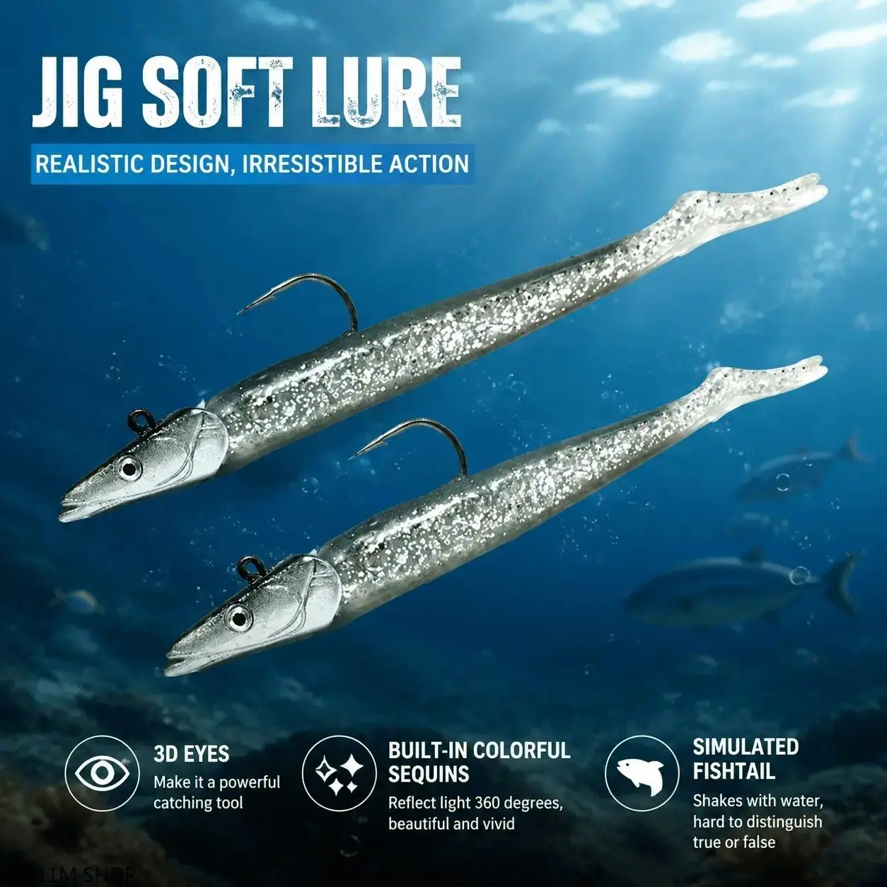 Lifelike Fish Head Silicone Sinking Jerkbait Heavy-Duty Fishing Lures Set, Premium Artificial Lure for Freshwater Fishing, Saltwater Angling, Unisex Summer Tackle Essentials, Premium Artificial Tackle