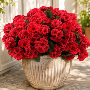 6 Bundles Artificial Geranium Fake Flowers for Outdoors Decoration,Silk Geraniums Faux Flower UV Resistant Look Real Faux Plants for Outside Indoors Planter Front Door Garden Porch Patio Balcony Yard Home wreath summerwins