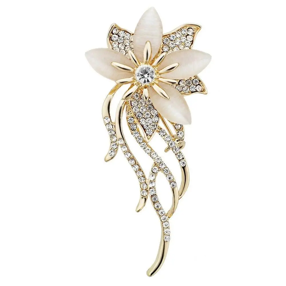 Crystal Flower Brooch Pin Garment Accessories Jewelry For Wedding Bridal Fashionable Brooches