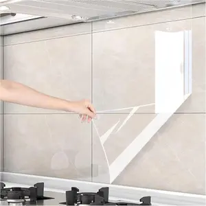Kitchen Oil Proof Clear Wall Protector Film, 15.7x118 Clear Contact Paper Peel and Stick, Self-Adhesive Transparent Backsplash Sticker Roll, Heat-Resistant Vinyl Film Wallpaper Protection for Cabinet