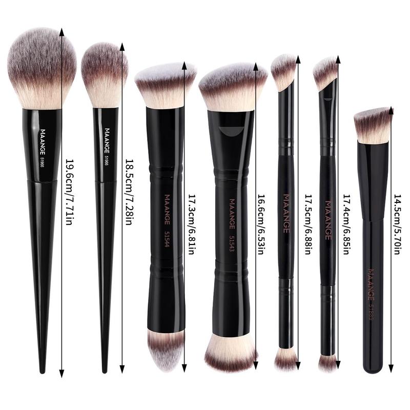 MAANGE 7pcs Makeup Brush Set, Face Makeup Brushes, Flat Foundation Brush, Loose Powder Brush, Blush Brush, Concealer Brush, Contour Brush, Eyeshadow, Detail Brush, Makeup Brushes for Application, Professionals and Beginners