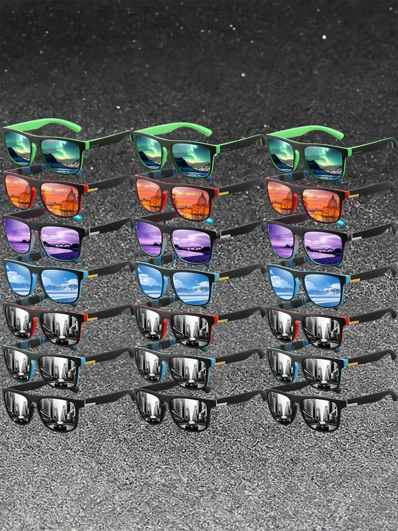 21 pairs of fashionable clashing colors style glasses,available in multiple colors to meet different needs.simple and stylish design, suitable for casual daily wear, unisex glasses accessories, Casual Outdoor Sunglasses