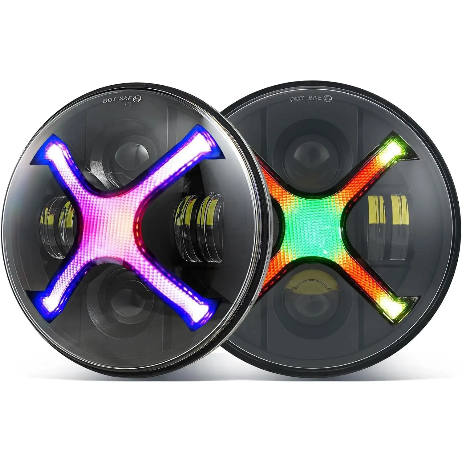 7inch Round Smoke X-Style DRL Headlights Compatible with 1997-2017 Wrangler JK JKU TJ LJ CJ