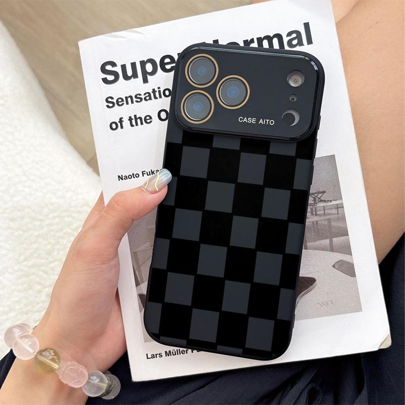 Dopamine Colored Checkerboard Pattern Ins Style Phone Case Ultra Skin Friendly Touch All Inclusive Lens Compatible with iPhone 17 16 15 14 13 12