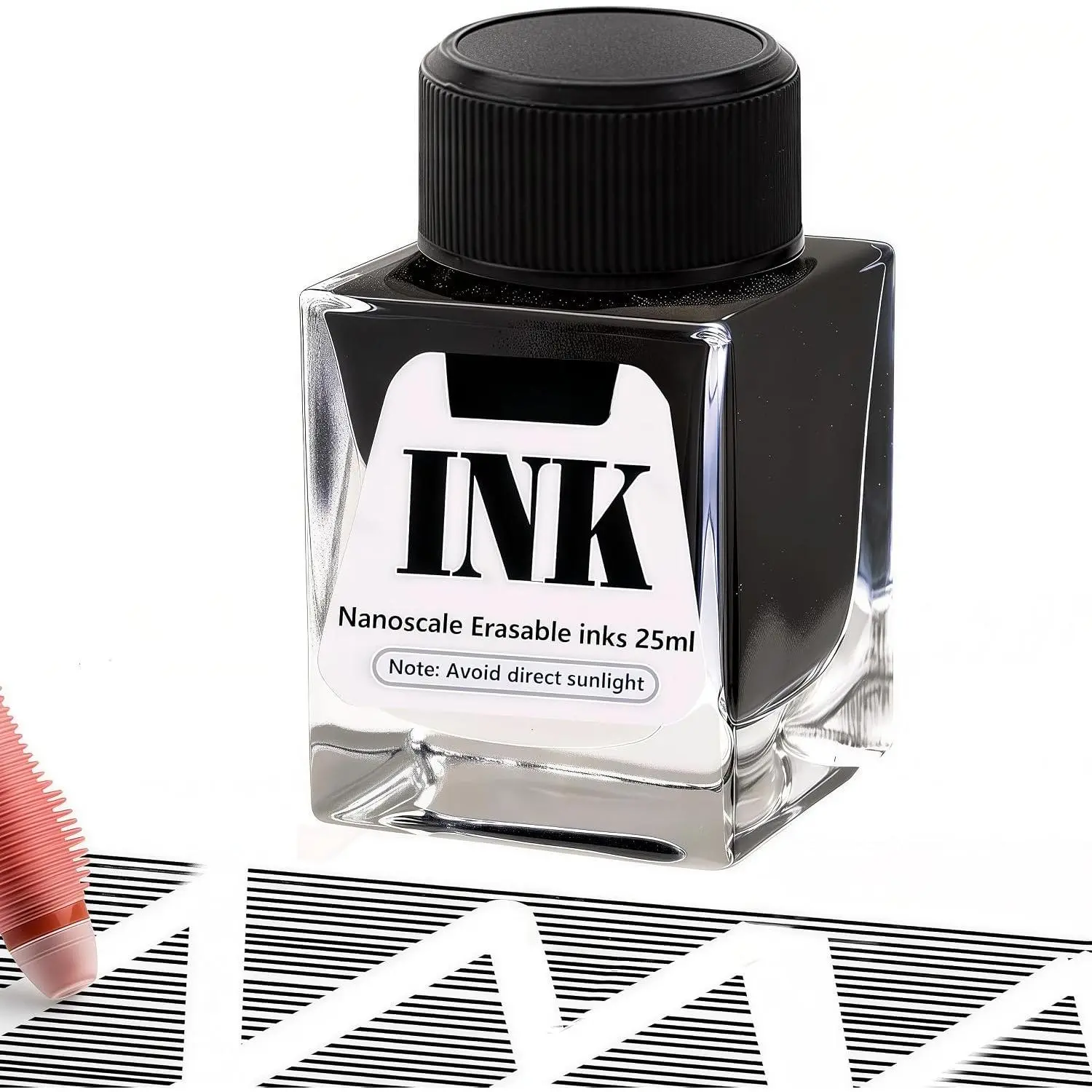 Erasable Black Bottle Ink for Fountain Pen, 25ml (Black)