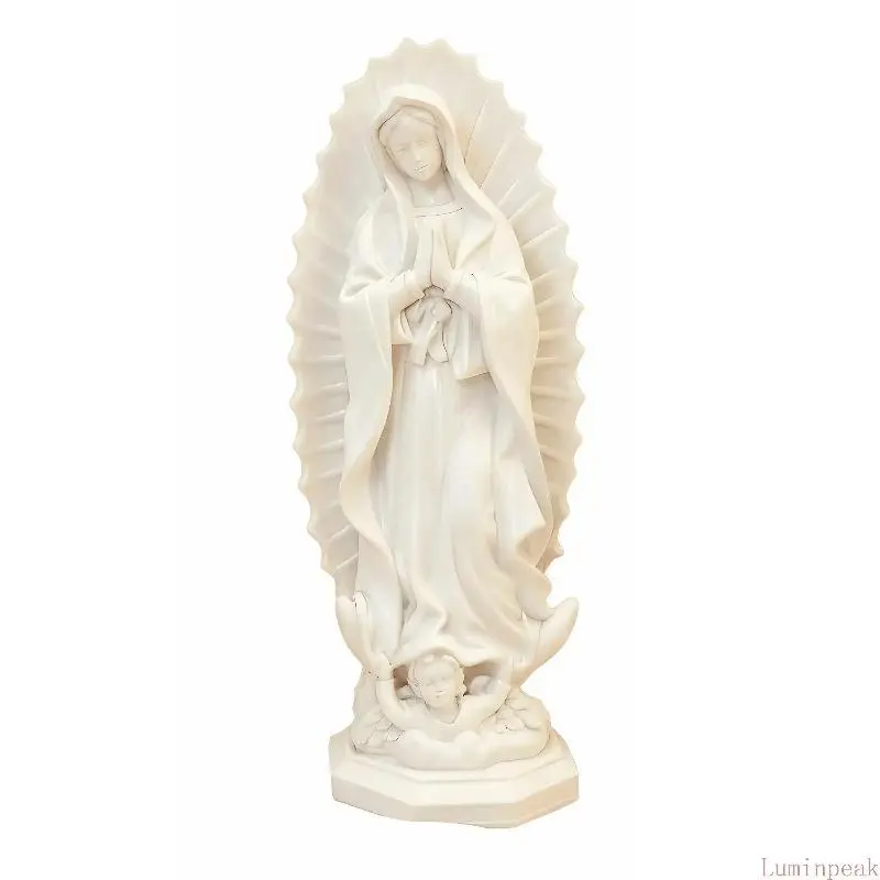 Elegant Virgin Mary of Guadalupe Resin Figurine, Classic Religious Tabletop Statue, Spiritual Home Altar Living Room Decor, Devotional Collectible Gift