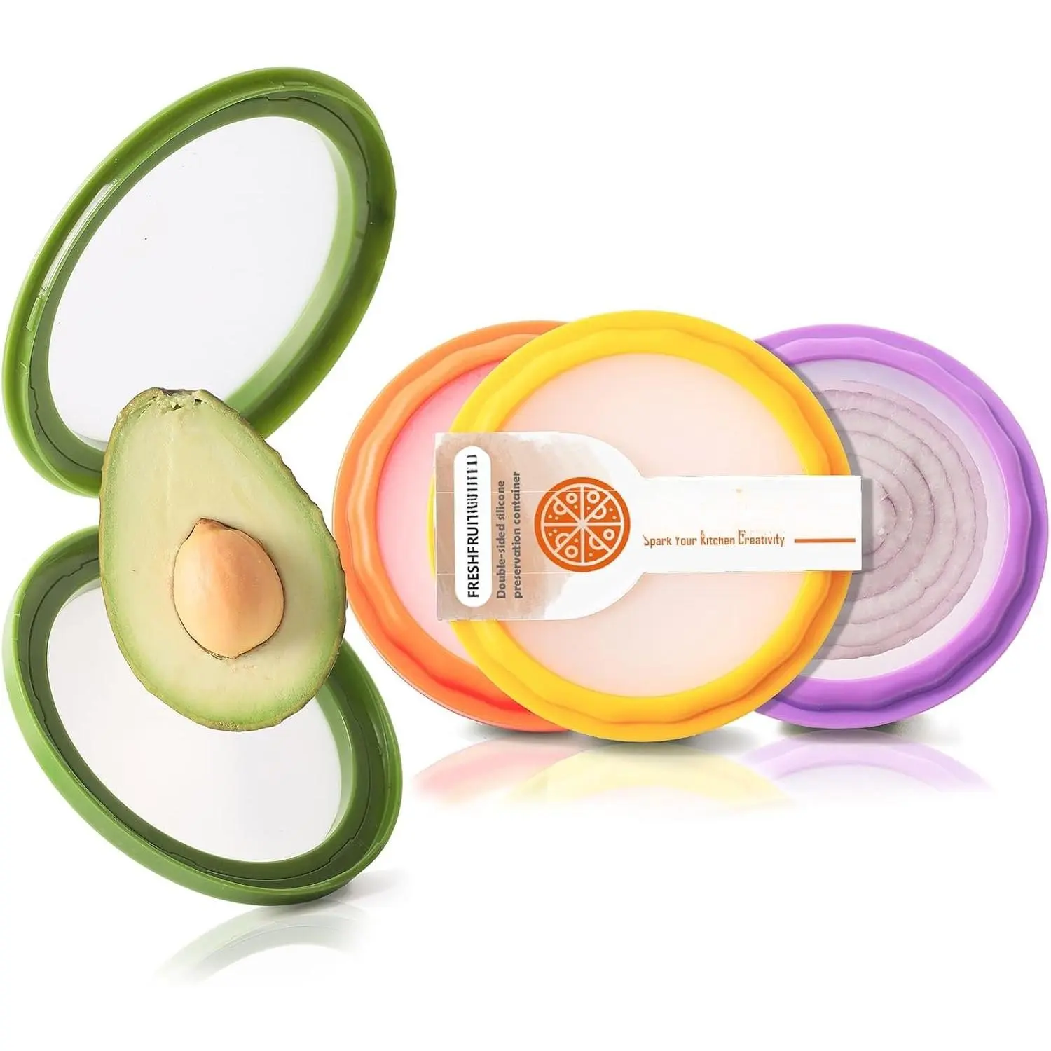 Storage Containers, 4 count Avocado Saver Produce Holder | Keep avocados !  Onion Storage for tomato, lemons, garlic & .  fruit fridge organizers.