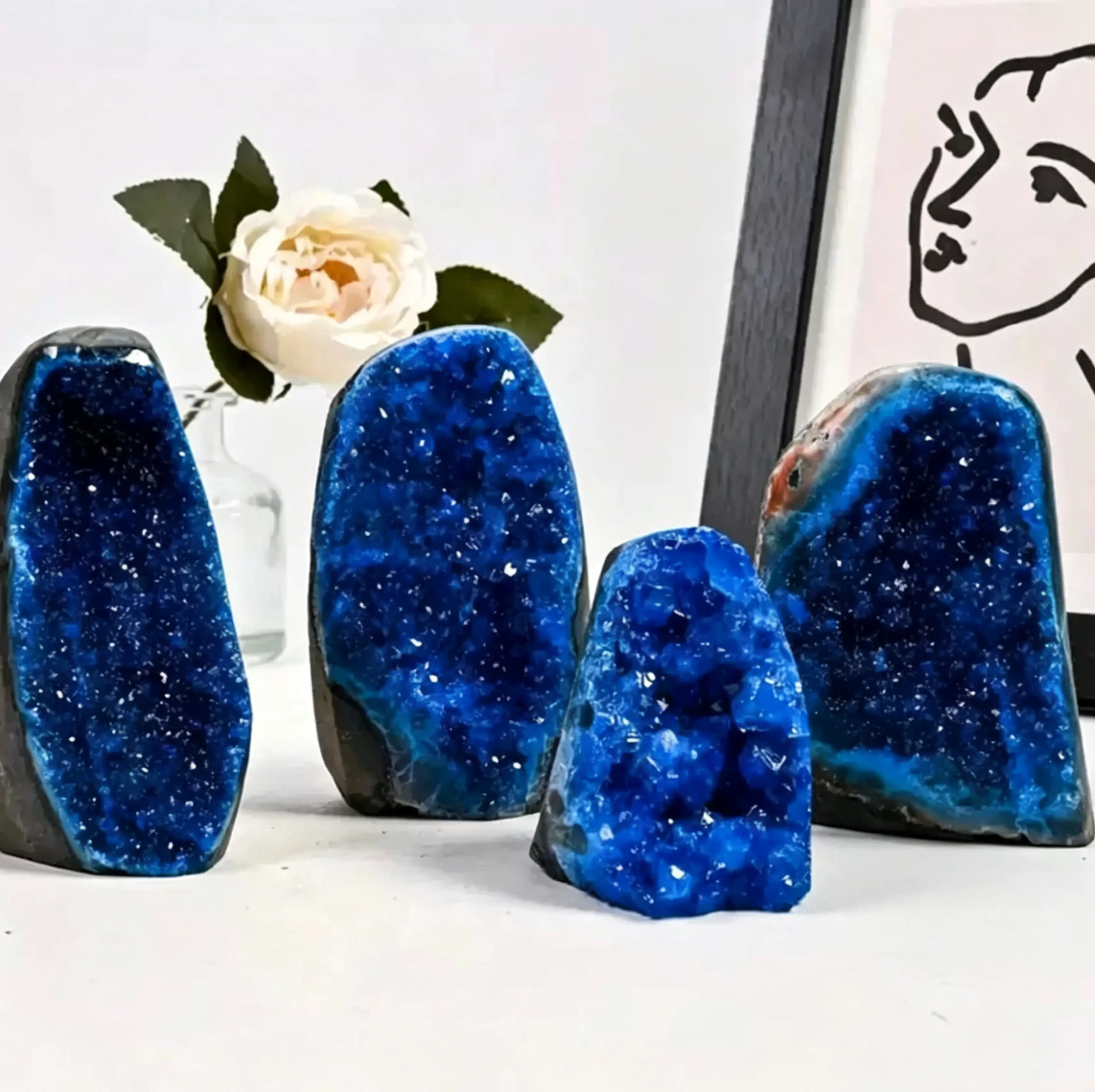 Blue Geode quartz,quartz Crystal,Crystal Geode,crystal Cluster specimen,Home Decoration
