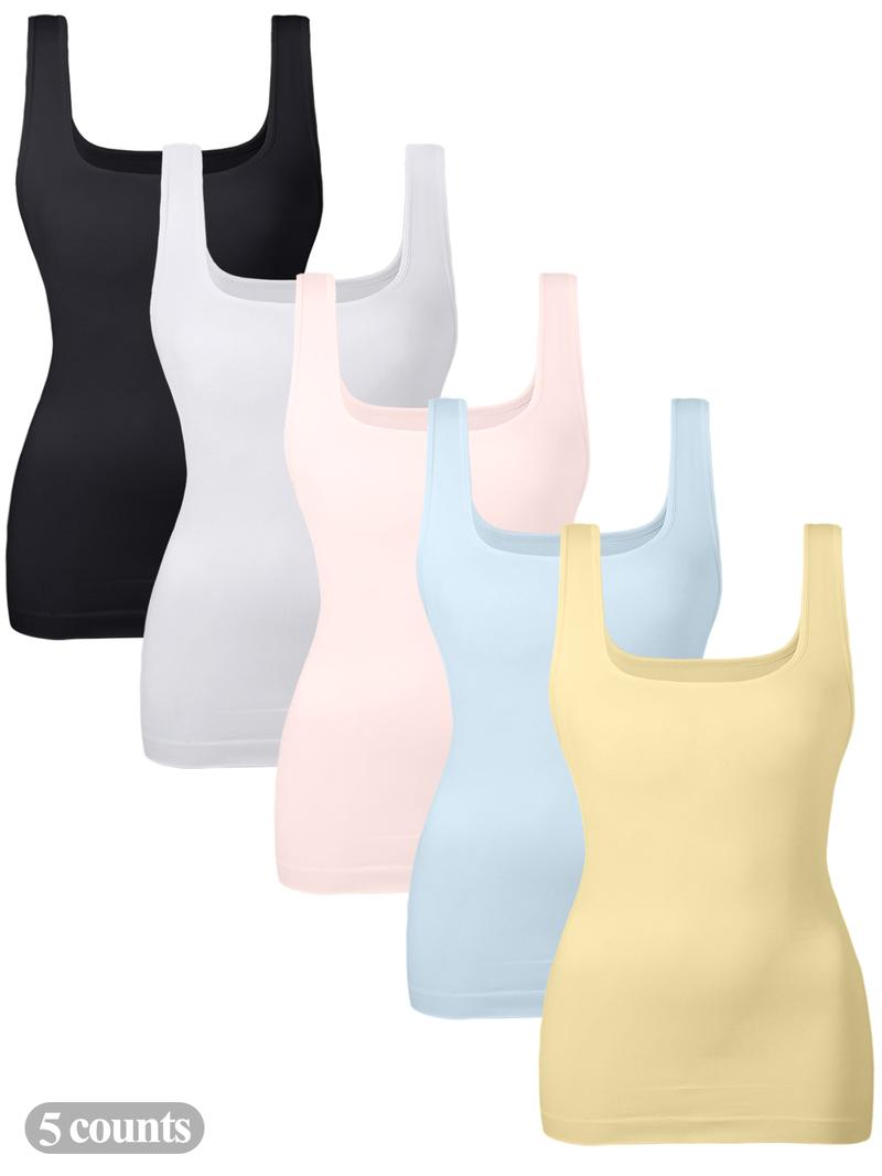 Women's Tummy Control Shapewear Tank Tops, Seamless Square Neck Compression Tops, Slimming Body Shapewear, Solid Backless Shaper