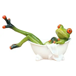 Bathtub Frog Resin Ornament, Home & Desktop Decor, Suitable for Indoor & Garden Ponds, Creative Home Decoration, Qwbj234 Model