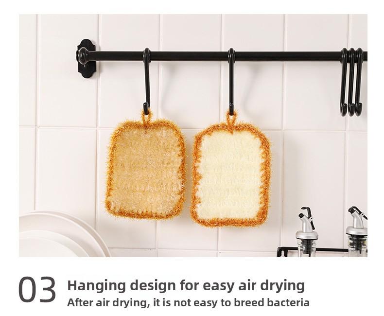 [3-Pack] Korean Imitation Bread Dish Towels, Polyester Dish Cloths, Non-Scratch Cleaning Cloths, Kitchen Rags