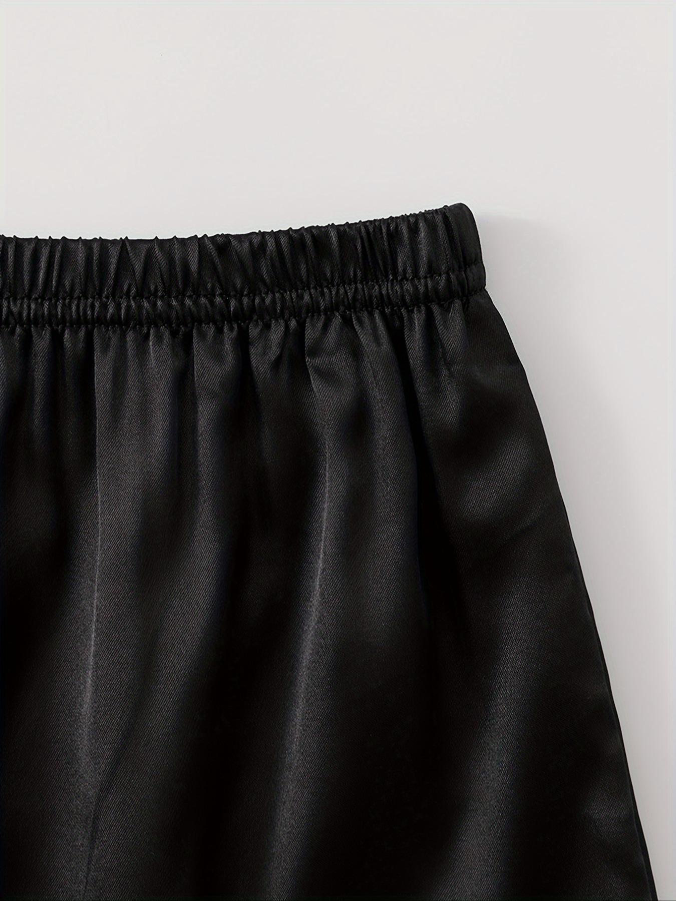 Women's 3pcs Solid Contrast Binding Lapel Collar Button Front Shirt & Elastic Waist Shorts & Pants Satin Pyjama Set, Casual Comfy Top & Shorts & Trousers PJ Set, Pajama Set, Ladies Summer Sleepwear