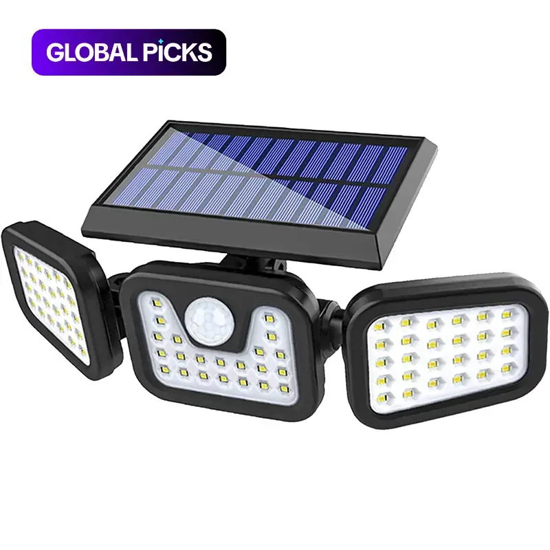 3-Head Solar Motion Sensor Outdoor Wall Light, Adjustable LED Security Flood Light with 3 Lighting Modes, Dusk to Dawn Solar Powered Lamp, Rotatable Solar Panel for Yard, Patio, Garage, Garden, Pathway, Motion Sensing Lights #GLOBAL PICKS