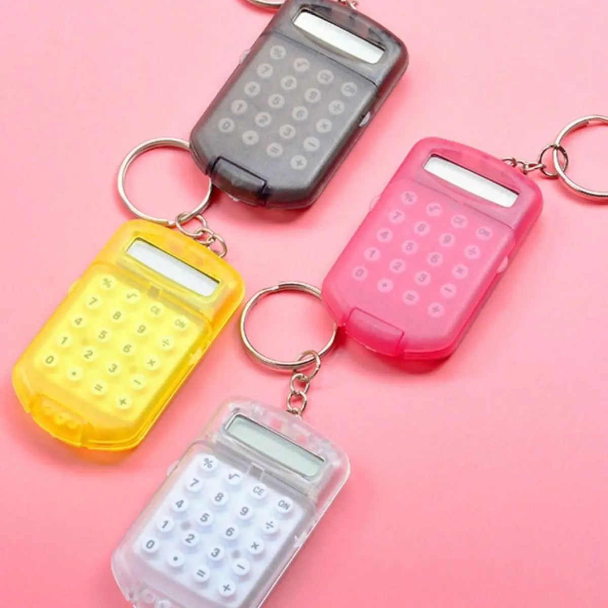 4PCS Fashionable Mini Flip Calculator Keychains, Casual Versatile, Multifunctional Keychain, Valentine's Gift, Friend Gift, Car Accessory, Keychain for Car Keys, Bag Charm, Cute Gothic Y2K Style