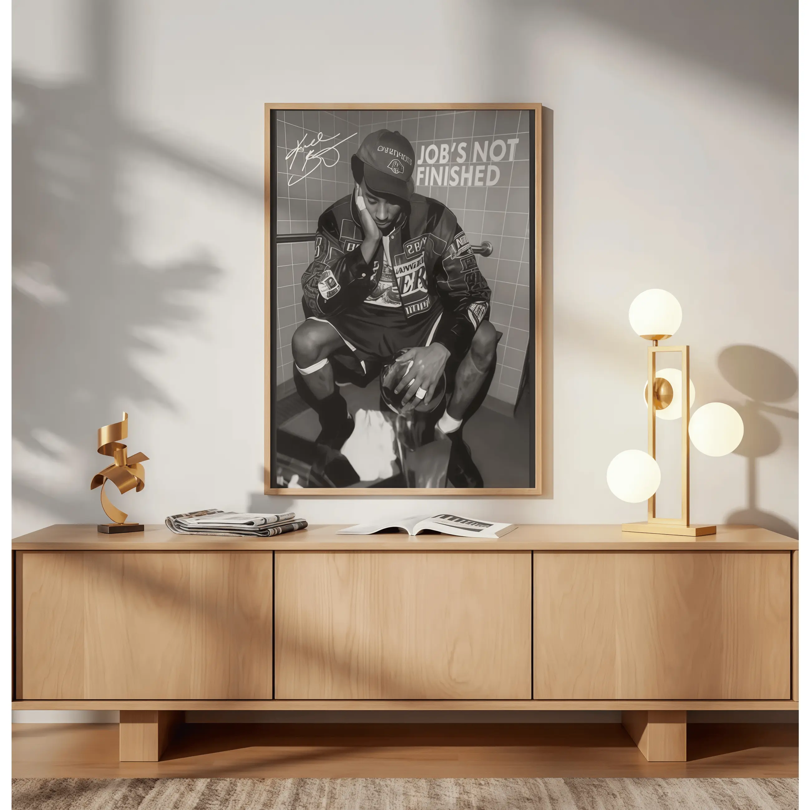 Basketball Motivation Poster, Job's Not Finished Wall Art, Gift For Fans, Sports Inspirational Wall Decor, Basketball Quote Canvas Print, Athlete Mindset Artwork, Gym Room Decoration, Man Cave Sports Poster, Motivational Home Decor, Basketball Wall Art,