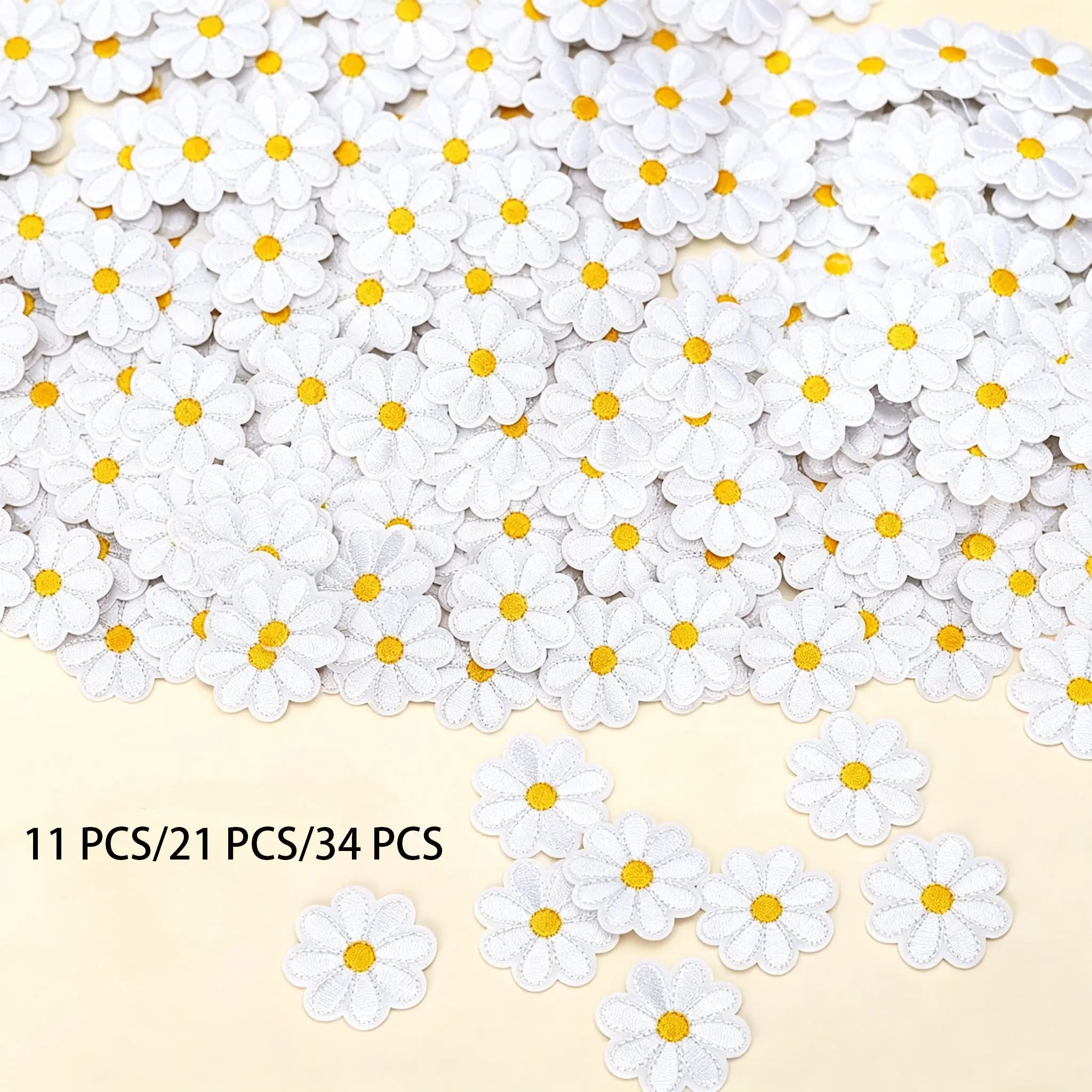 Daisy Flower Patch Clothing Iron On Patches Appliques Delicate Embroidered for DIY Decoration T-Shirt Backpack Hoodies Shoes Bags Patch Set