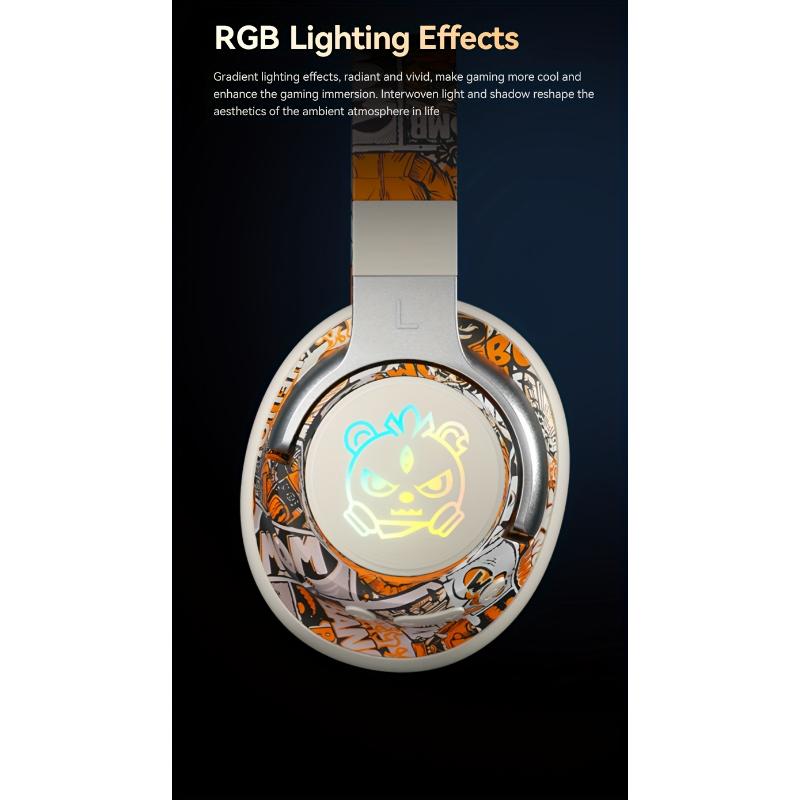 Wireless Gaming Headsets, 5.3 Generation, Wireless 360° Stereo, Light Folding Design, Noise-cancelling Microphone, Type-C Charging & USB-C Interface, Clear Call Music, Sports Music Compatible, Wireless Gaming Headset