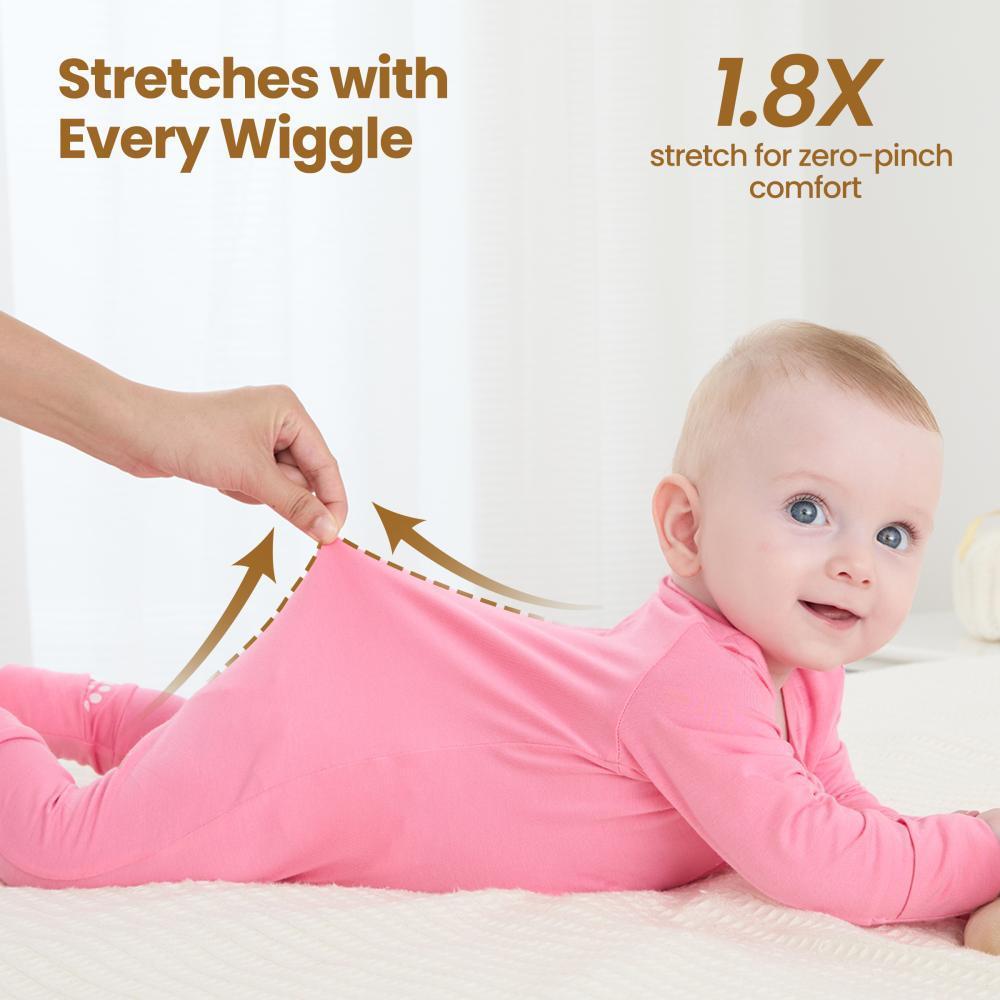 PatPat Bamboo Baby Boy / Girl 3-Pack&2-Pack Solid&Rainbow Printed 2-Way Zip Romper Anti Slip Long-sleeve Footie