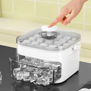 Portable Ice Maker, Makes 50 Ice Cubes, Press-Open Lid Design, Dual Layer Tray, Ideal for Coffee & Cold Drinks, Perfect for Parties & Gifts
