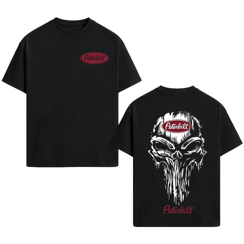 Peterbilt Skull T-Shirt, Grunge Graphic Design, Trucking Culture Tee, For Diesel Lovers & Truckers, Gift for Long Haul Drivers